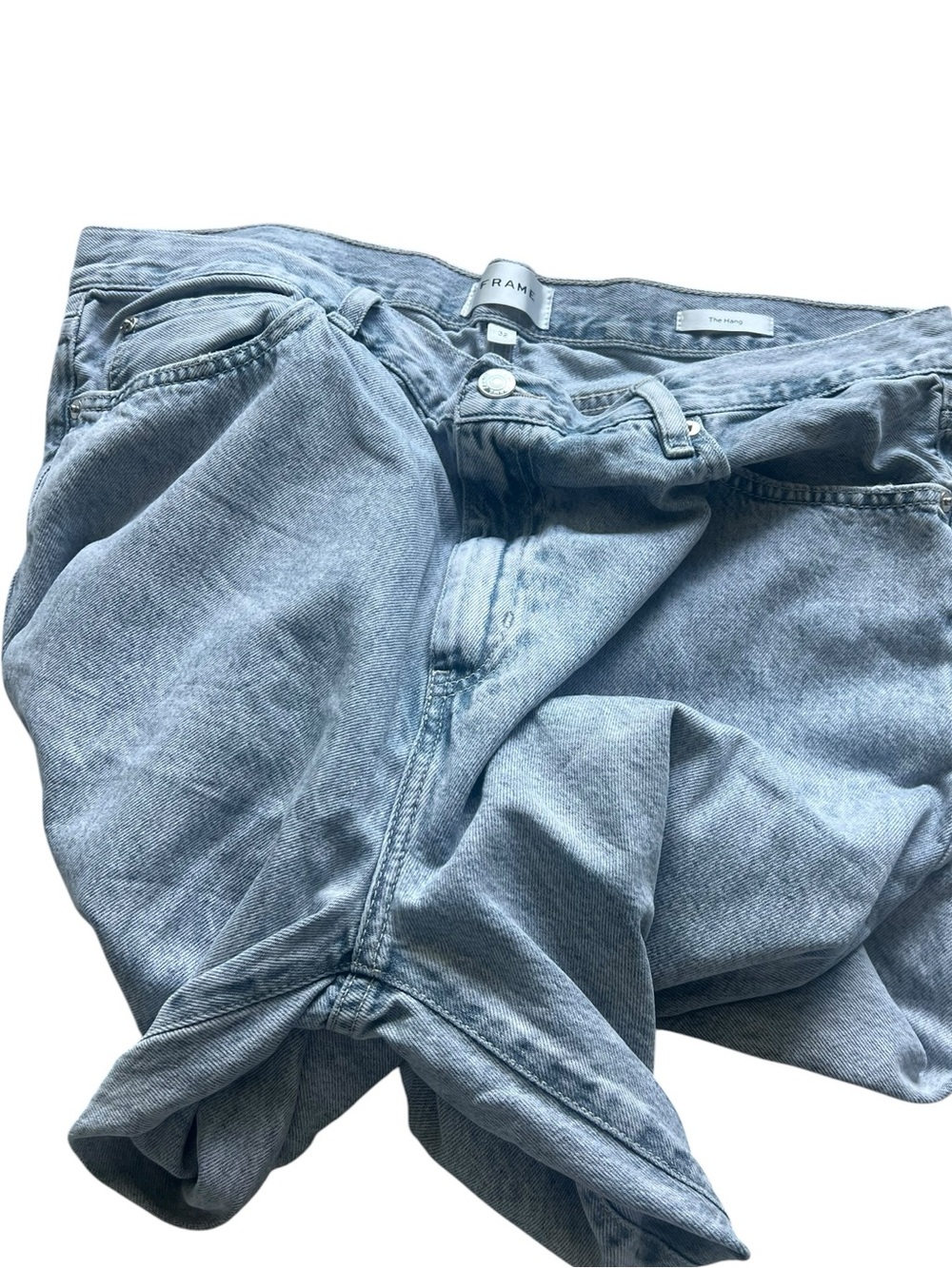 FRAME The Hang Cropped Straight Wide Leg 100% Cotton Denim Size 32 - Picture 6 of 13